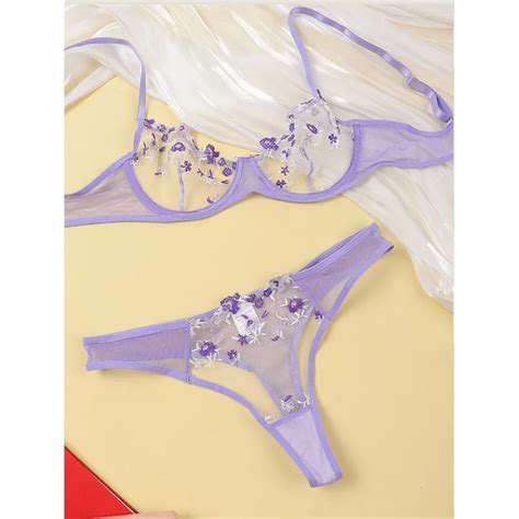 Pcs Set Sexy Lace Sensual Lingerie Erotic Embroidery Lace Bra For Women Underwear Intimate