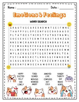 Emotions And Feeling Word Search Emoji Word Search Puzzle Worksheet