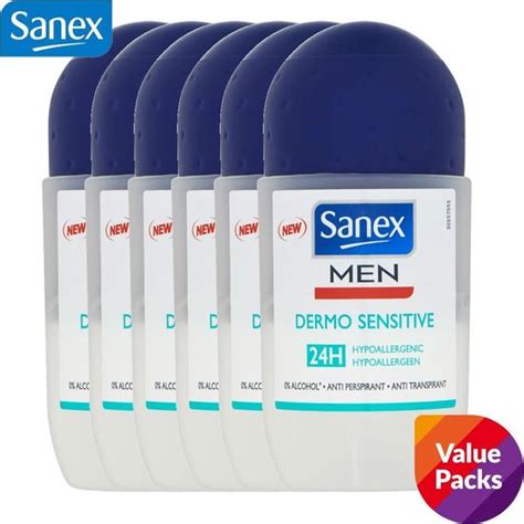 SANEX Men Deoroller Dermo Sensitive 6 X 50 Ml Voordeelverpakking Bol