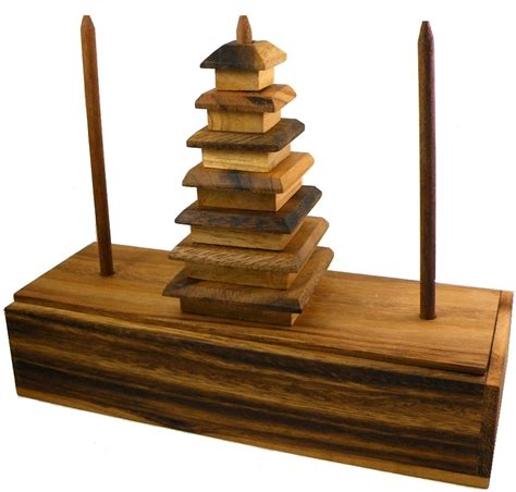 Tower of Hanoi Chedi - Wooden Brain Teaser Puzzle