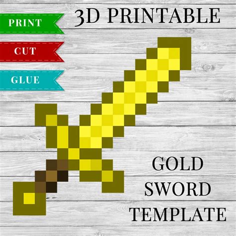 Diamond Sword Printable Minecraft Diamond Sword Papercraft Template