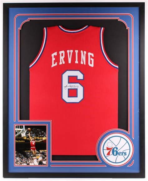 Julius Erving Signed Philadelphia Ers X Custom Framed Jersey Jsa