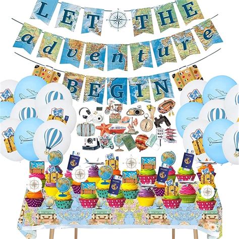 Amazon 90Pcs Travel Themed Party Decorations Let The Adventure