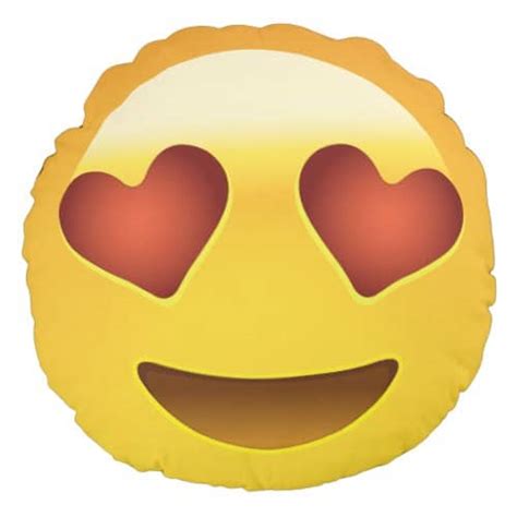 Smiling Face With Heart Shaped Eyes Emoji Round Pillow - EmojiPrints