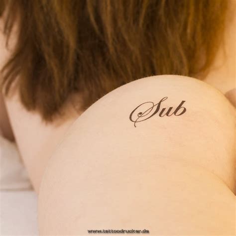 5 X Sub Tattoo Schriftzug In Schwarz Sexy Kinky BDSM Temporary