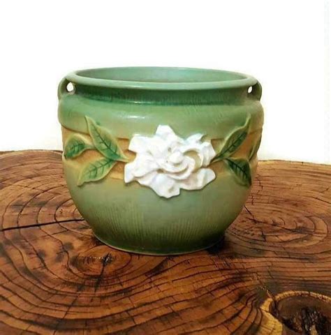 Roseville Pottery Large Corinthian Gardenia Green Etsy Vintage