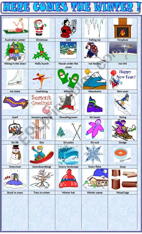 Winter Pictionary ESL Worksheet By Spied D Aignel