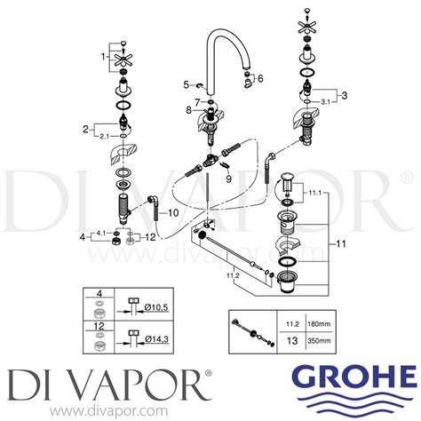 Grohe Al Atrio Three Hole Basin Mixer Inch M Size Tap Spare