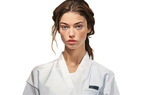 Retrato De Una Joven Doctora Con Bata Blanca Aislada Sobre Fondo Blanco