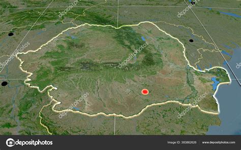 Romania Extruded Satellite Orthographic Map Capital Administrative ...