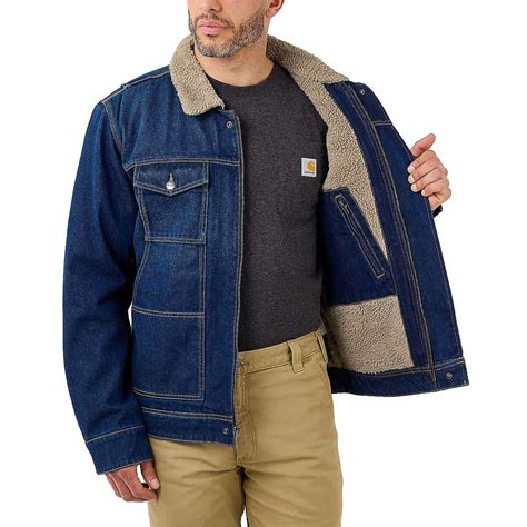 Carhartt Relaxed Fit Denim Sherpa Lined Jacket Mens Clothing