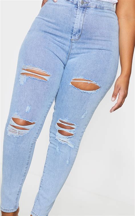 Plt Plus Vintage Wash Ripped Disco Skinny Prettylittlething