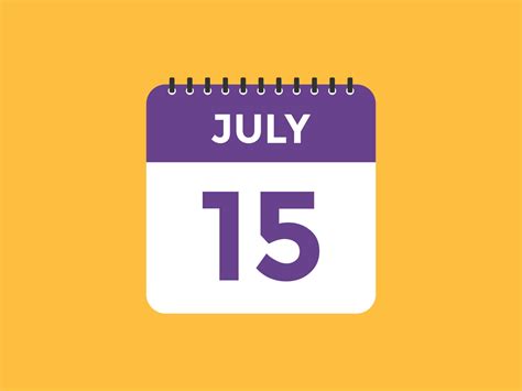 july 15 calendar reminder. 15th july daily calendar icon template. Calendar 15th july icon ...