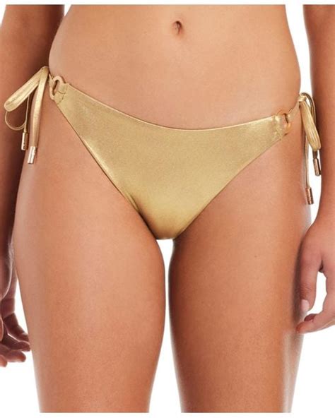 Red Carter Side Tie Hardware Cheeky Bikini Bottoms In Brown Lyst