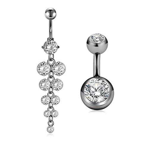 Snapklik 14g G23 Titanium Belly Button Rings 6mm 10mm Belly Navel