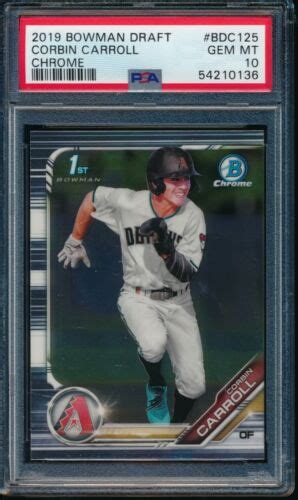 PSA 10 CORBIN CARROLL 1st 2019 Bowman Chrome Draft Rookie Card RC GEM