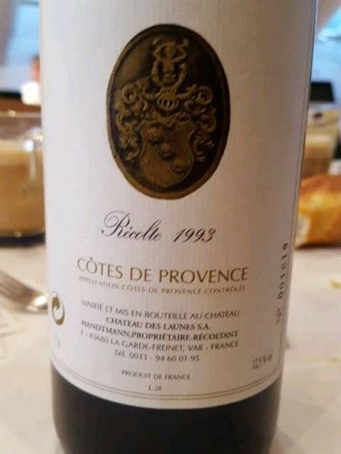 1993 Château des Launes Côtes de Provence Rouge Vivino US