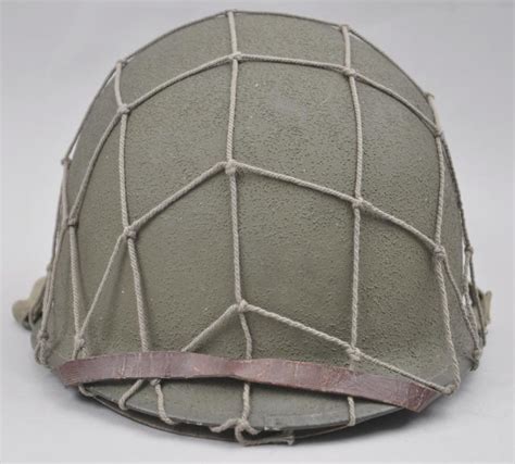 Cs Militaria Ww2 Us Front Seam Swivel Bales M1 Helmet With Camouflage Net