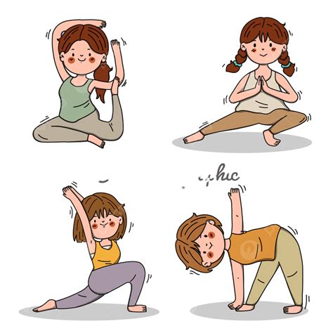 Colección De Posturas De Yoga Dibujadas A Mano Png Dibujos Bienestar