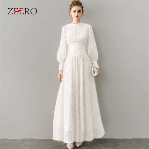 Women Tassel Lantern Long Sleeve Maxi Dress Elegant White Big Swing