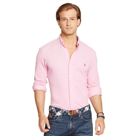 Polo Ralph Lauren Slim Fit Knit Oxford Shirt In Pink For Men Lyst