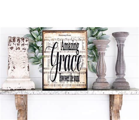 Amazing Grace Hymn Wall Art Sheet Music Wall Art Christian Etsy