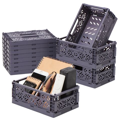 Ezoware Small Foldable Plastic Storage Crates Set Of 12 Stackable