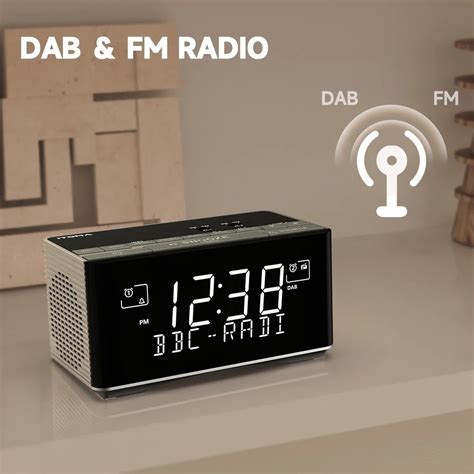 Fm Dab Radio Alarm Clock With Usb Charging Port Bluetooth Stereo Speaker Headphone Jack Dual