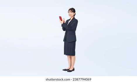 Asian Woman Wearing Business Suits Using Stock Photo 2387794069 ...