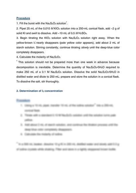 Solution Analytical Chemistry Lab Oxidation Reduction Titration