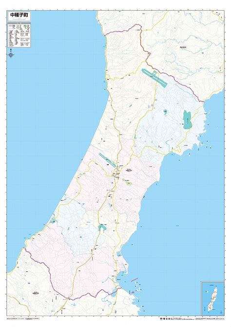 マップルの市町村別行政区分地図 鹿児島県 中種子町 （カラー）を印刷販売マップル地図プリント