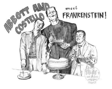 Abbott And Costello Meet Frankenstein Art Print Of Original Etsy