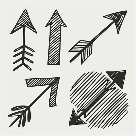 Premium Vector Hand Drawn Sketch Arrows Shape Set Vector Illustration