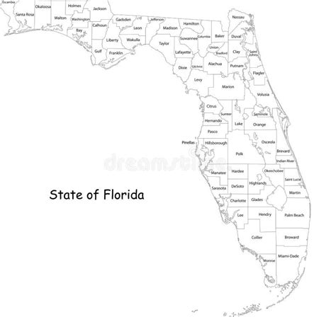 Mapa De Um Estado a Outro Do Estado De Florida Ilustração do Vetor