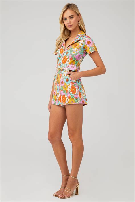 Show Me Your Mumu Outlaw Romper In Flower Market Denim Fashionpass