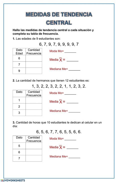 Ficha Online De Medidas De Tendencia Central Artofit