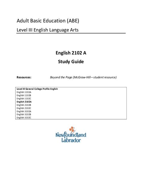 Fillable Online Level III English Language Arts English 1102B Study