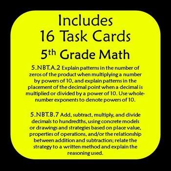 Th Grade Divide Decimals Task Card Escape Room Activity Tpt