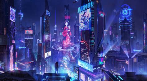 Artstation The City 02 Cyberpunk Style