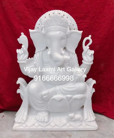 Plain Hindu White Marble Ganesh Bhagwan Statue For Worship Size