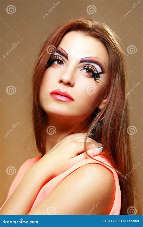 Women With Perfect Art Make Up Stock Image Image Of Copyspace False