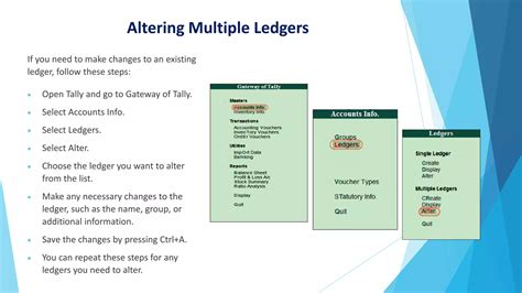 How To Create Alter Display Multiple Ledgers In Tally Pptx