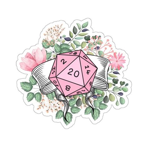 Dnd Floral Sticker Druid Sticker Dnd Floral Dice Flower D20 Sticker