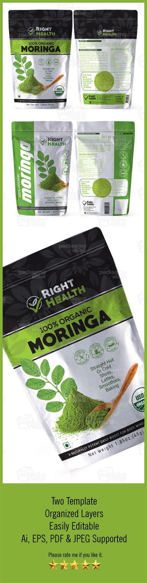 Moringa Powder Packaging Template Vol 83 Packaging Template