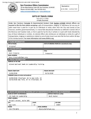 Fillable Online San Francisco Ethics Commission GIFTS OF TRAVEL FORM