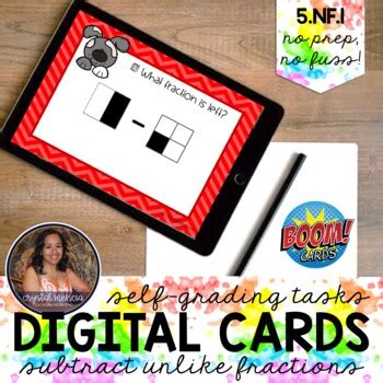 Nf Subtract Unlike Fractions Boom Cards Distance Learning Digital