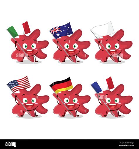 Minunacovirus Cartoon Character Bring The Flags Of Various Countries