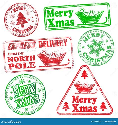 Merry Christmas Rubber Stamps Stock Illustration Illustration Of Sign