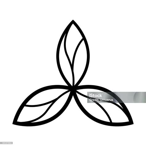 Vector Logo On Which An Abstract Image Of Three Petals Of A Flower