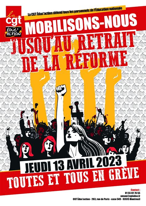 13 avril mobilisées jusquau retrait CGT Educ action DIJON